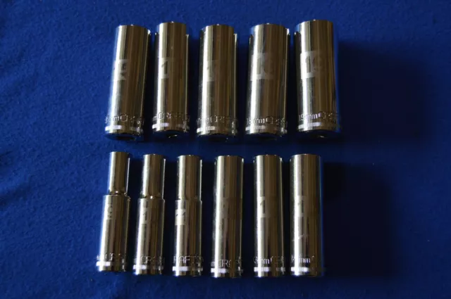 Craftsman 11 PC Laser Etch 3/8 IN Drive 6 PT Deep Metric Sockets 9-19,21 MM 479