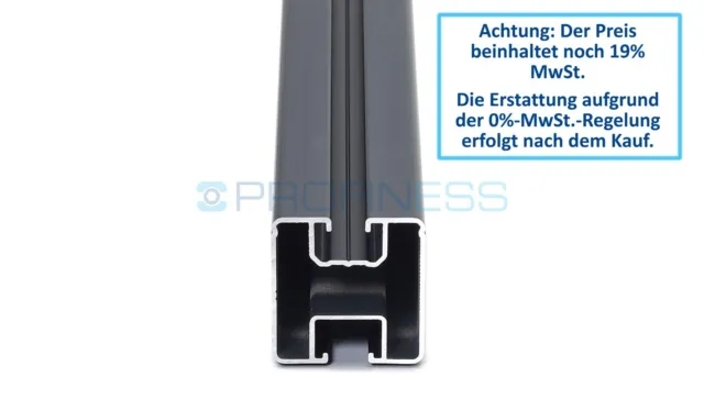 1 Montageschiene 40x40 schwarz eloxiert 3,60 Meter Aluminium für Photovoltaik