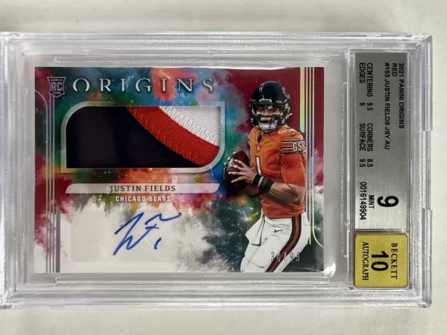 /99 Justin Fields 2021 Panini Origins Red Rpa Rookie Patch Auto Bears Bgs 9🔥