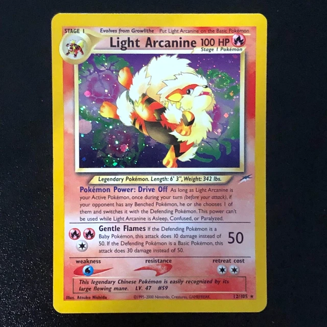 Light Arcanine 12/105 Holo Rare Unlimited Card SWIRL  Pokémon Neo Destiny - LP