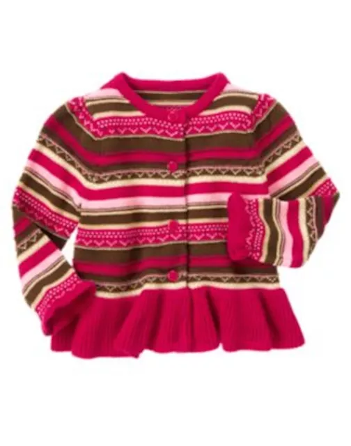 Gymboree PARISIAN CHIC striped ruffle cardigan sweater size 3-6 months NWT