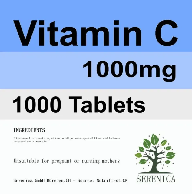Vitamin C with Vegan Vitamin D3 1000mg x 1000 Tablets