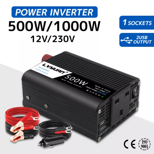 300W-3000W Power Inverter Pure Sine Wave 12V 24V AC 240V RV Car Converter