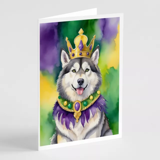 Alaskan Malamute King of Mardi Gras Cards Envelopes Pack of 8 DAC4718GCA7P