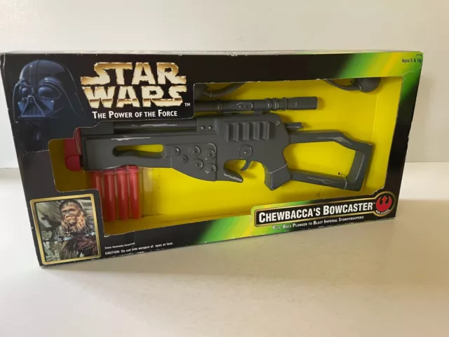 Star Wars The Power of the Force Chewbacca's Bowcaster nuovo + IMBALLO ORIGINALE