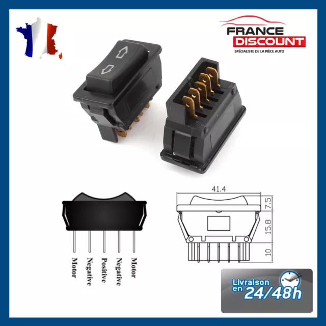 Bouton electrique à bascule universel pour leve vitre - 12V - 20A - 5 PINS