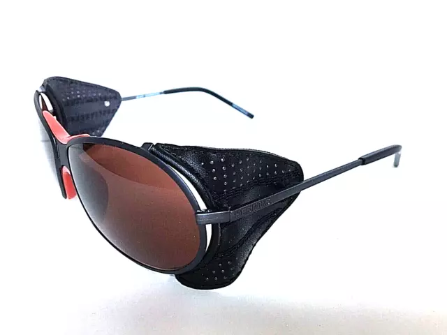 New Linda Farrow Raf Simons Black Red Leather Trim Wrap Men's Sunglasses 3