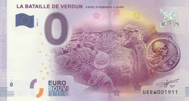 A 2016-2 Billet Euro Souvenir - Ue Ew -  55 100 La Bataille De Verdun / Ww1