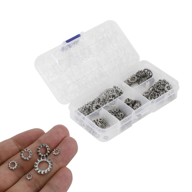 300Pcs Dent Verrouillage Rondelles Acier Inoxydable Externe Star Assortiment-Kit