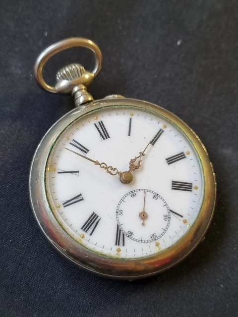 Montre De Poche Ancienne Henri Moulinou - Modèle Ferroviaire, Mécanique, Début 20e Siècle