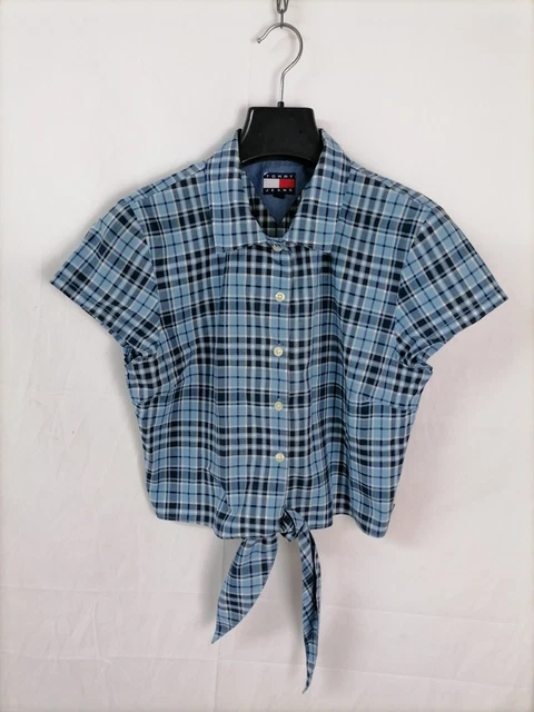 TOMMY HILFIGER Camicia Maniche Corte CAMICIA CASUAL a SCACCHI Shirt Tg L Donna