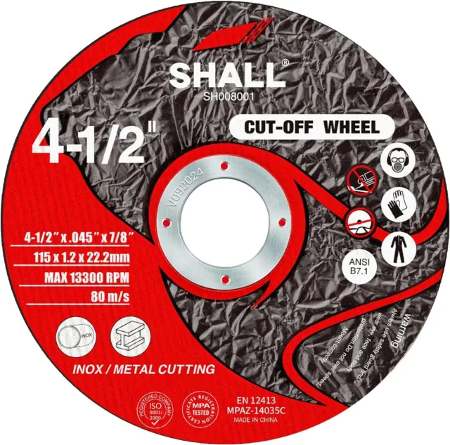 SHALL (4.5") 115 x 1.2 x 22.2 mm Thin Stainless Steel Metal Cutting Discs