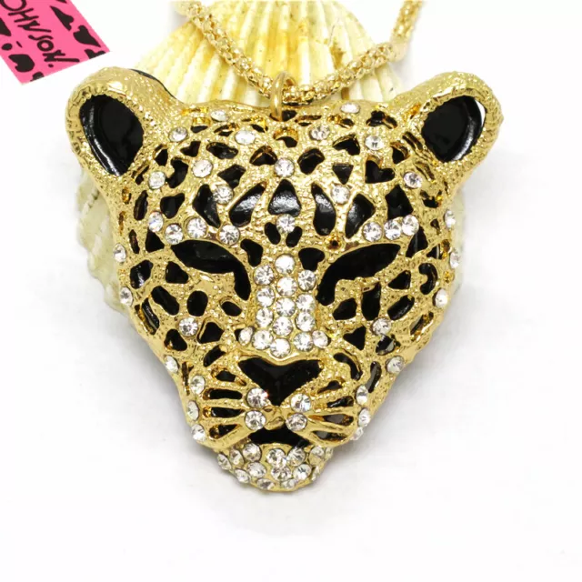 Hot Fashion Women Gold-plated Sexy Leopard Head Crystal Pendant Necklace