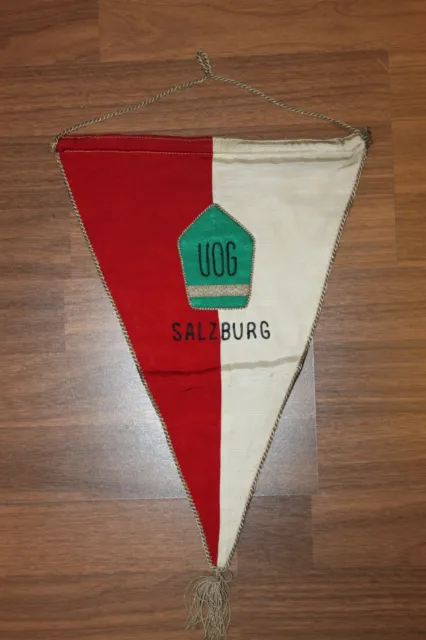 S6199: Wimpel UOG Unteroffiziersgesellschaft Salzburg vor 1975 ca. 38x28cm