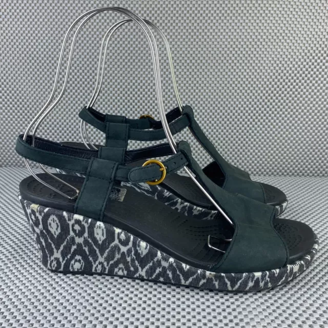 CROCS WEDGE SANDALS IKAT A Leigh Womens Size 10 Black Open Toe Ankle ...