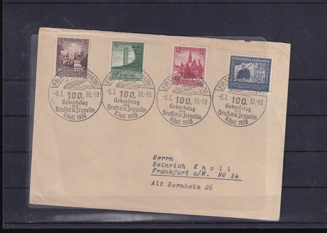 1208/ Deutsches Reich Beleg 100 Jahre Zeppelin Sst 1938