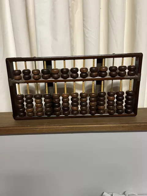 Antique Qing Dy Chinese Hainan Huanghuali Carved Wood Abacus LOOK! 91 Beads