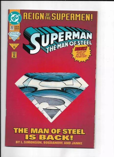 DC Comics Superman the Man Of Steel  22 & Superman 78  (1993)  Die-Cut Covers