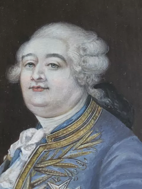 RARE magnifique MINIATURE PEINTURE XVIIIe début XIXe Portrait LOUIS XVI signée 3