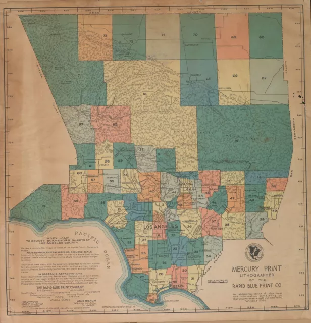 1950 LOS ANGELES COUNTY plat map CALIFORNIA old GENEALOGY Atlas DVD P162
