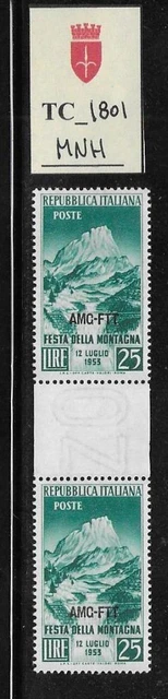 TC_1801. TRIESTE FTT. Gutter pairs of 25 Lire 1953 "FESTA MONTAGNA". MNH