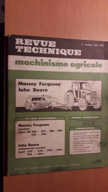 Massey Ferguson MF tracteur 265 275 285 290 575 590 : revue technique RTMA 4