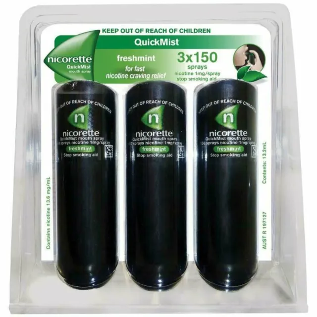 Nicorette Quit Smoking QuickMist Mouth Spray Freshmint Triple 150 Sprays (13.2mL