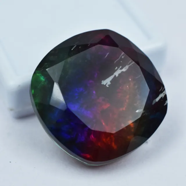 Natural Multi-Color Ammolite 69.50 Carat Square Cut Loose Gemstone CERTIFIED