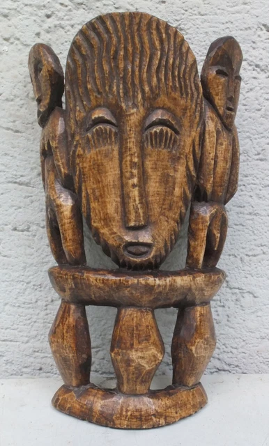 Vintage 1960s, African mask, bone, handmade, 26 cm, possibly bought in Rwanda
