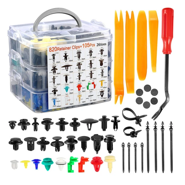 925× Auto Body Push Pin Rivet Trim Panel Fastener Clip Moulding Assortment Box