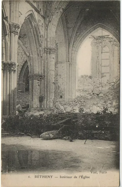 BETHENY environs de REIMS - Marne - CPA 51 - Guerre 1914 ruines de l'église