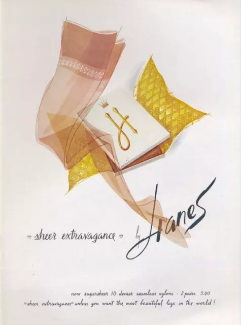 1962 Hanes PRINT AD Stockings Art Work nice ad for boudoir, dressing room