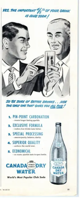 1949 Print Ad Canada Dry Sparkling Water Club Soda For Mixing Drinks!