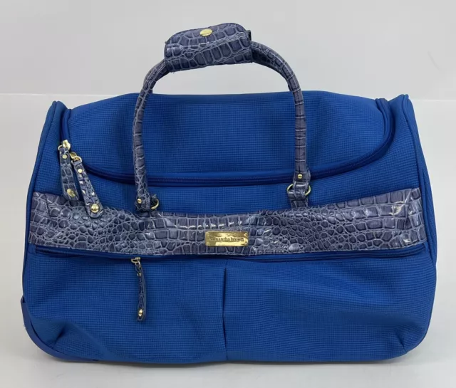Samantha Brown Rolling Embossed Baby Croc Wheeled Weekender Blue