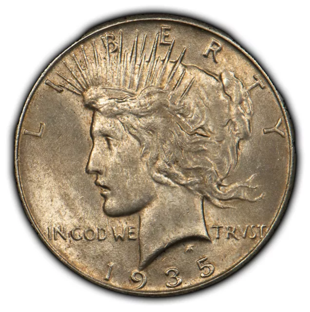 1935 $1 Silver Peace Dollar - BU Semi-Key Date Full Luster - VIDEO - SKU-B4046