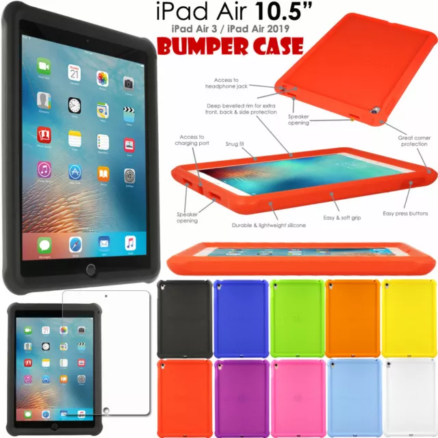 for iPad Air 3 2019 10.5" Rugged Durable Soft Silicone Shock Proof BUMPER Case