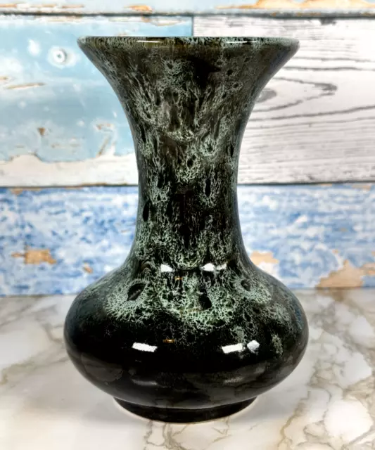 Vintage Fosters Pottery Green Honeycomb Glaze Bud Floral Ceramic Vase