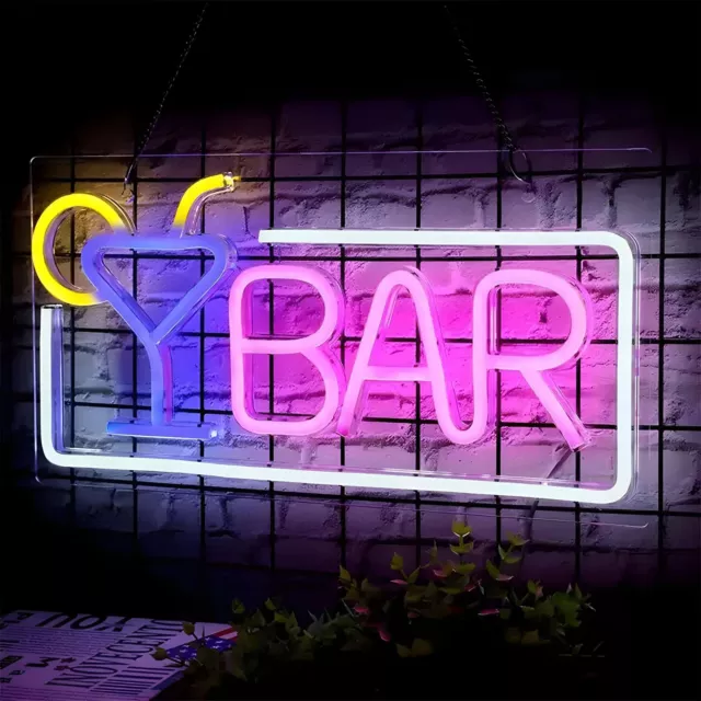 Neon LED BAR Schild Licht Deko Lampe Schriftzug Beleuchtung Café Reklame Party