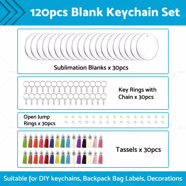120Pcs Sublimation Keychain Blanks Bulk Sublimation Keychain