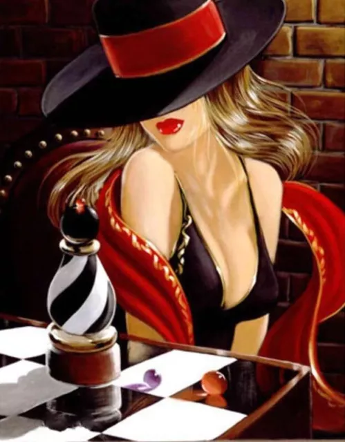 5D Diamond Painting Woman in the Black Hat Kit