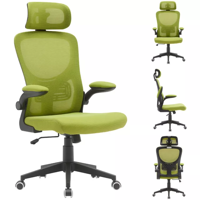 Chaise de bureau avec chaise de bureau pivotante en tissu vert respirant