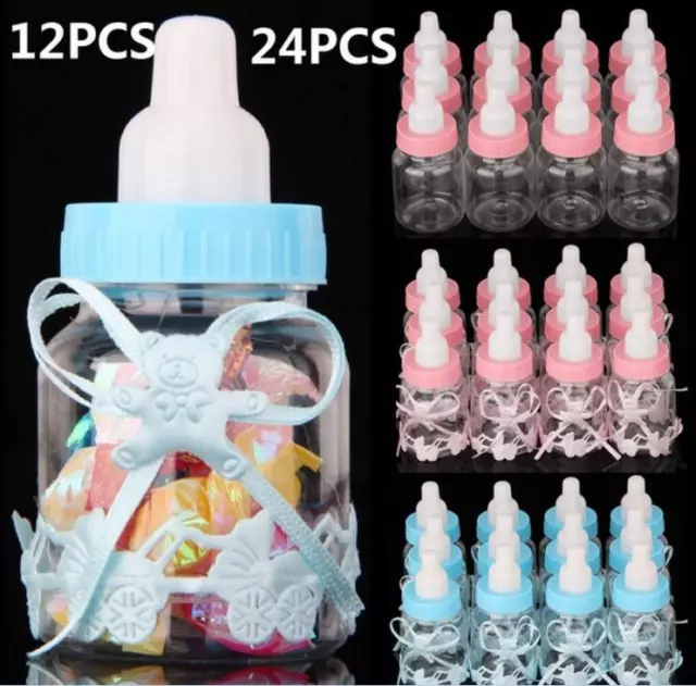 24 Pcs Fillable Bottles Candy Box Baby Shower Baptism Party Favour
