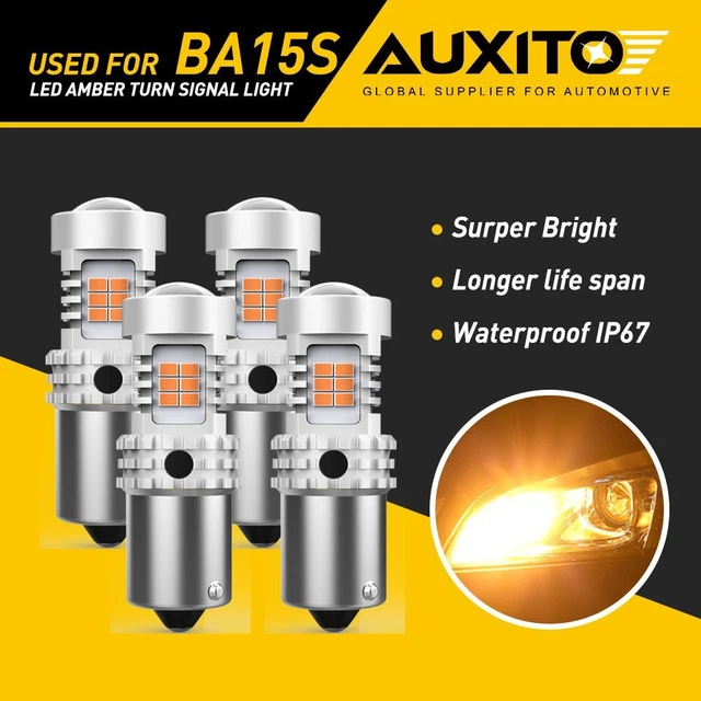4x AUXITO 1156 BA15S Canbus LED Turn Signal Light Bulbs 7506 Amber Error Free