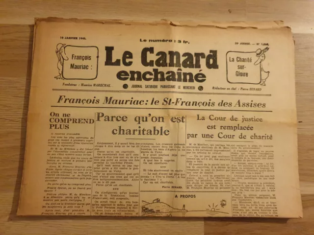 Journal anniversaire - Le Canard Enchaîné n° 1268 du 10 janvier 1945