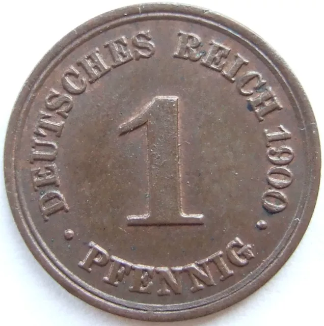 Moneta Reich Tedesco Impero Tedesco 1 Pfennig 1900 F IN Extremely fine