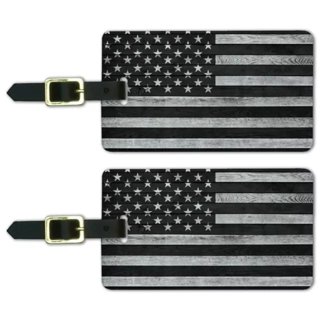 Rustic Subdued American Flag Luggage ID Tags Cards Set of 2