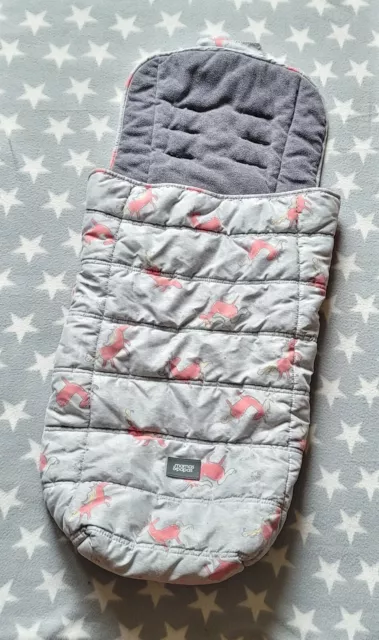Mamas & Papas All Seasons Footmuff Cosytoes Sleeping Bag Pink and Grey Unicorn