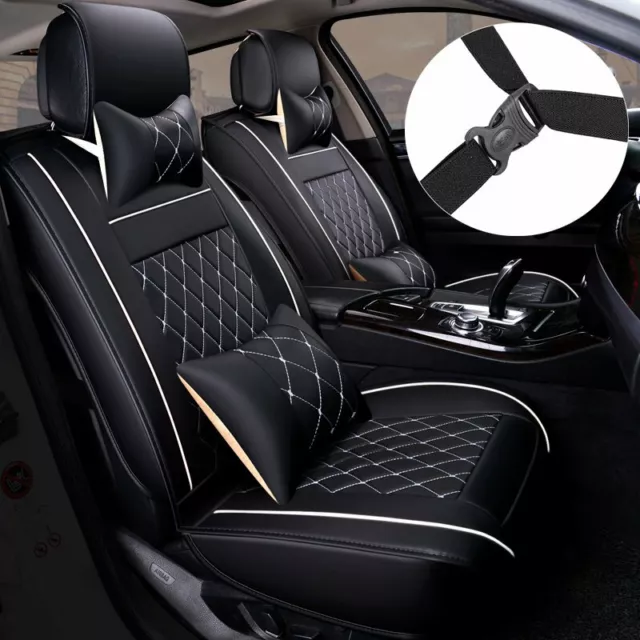PU Leather 5-Seats SUV Front & Rear Car Seat Cover Cushion Full Set Universal