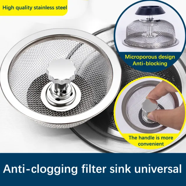 Kitchen Sink Strainer With Handle Stopper Replacement Sink Drain BaskK_