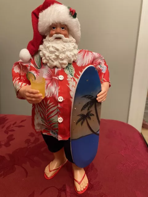 Merry Brite 10” Beach Bum Surfer Santa Claus Christmas Figurine Decoration NEW